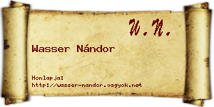 Wasser Nándor névjegykártya
