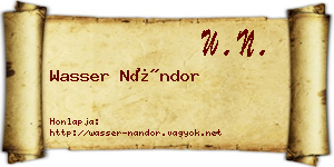 Wasser Nándor névjegykártya